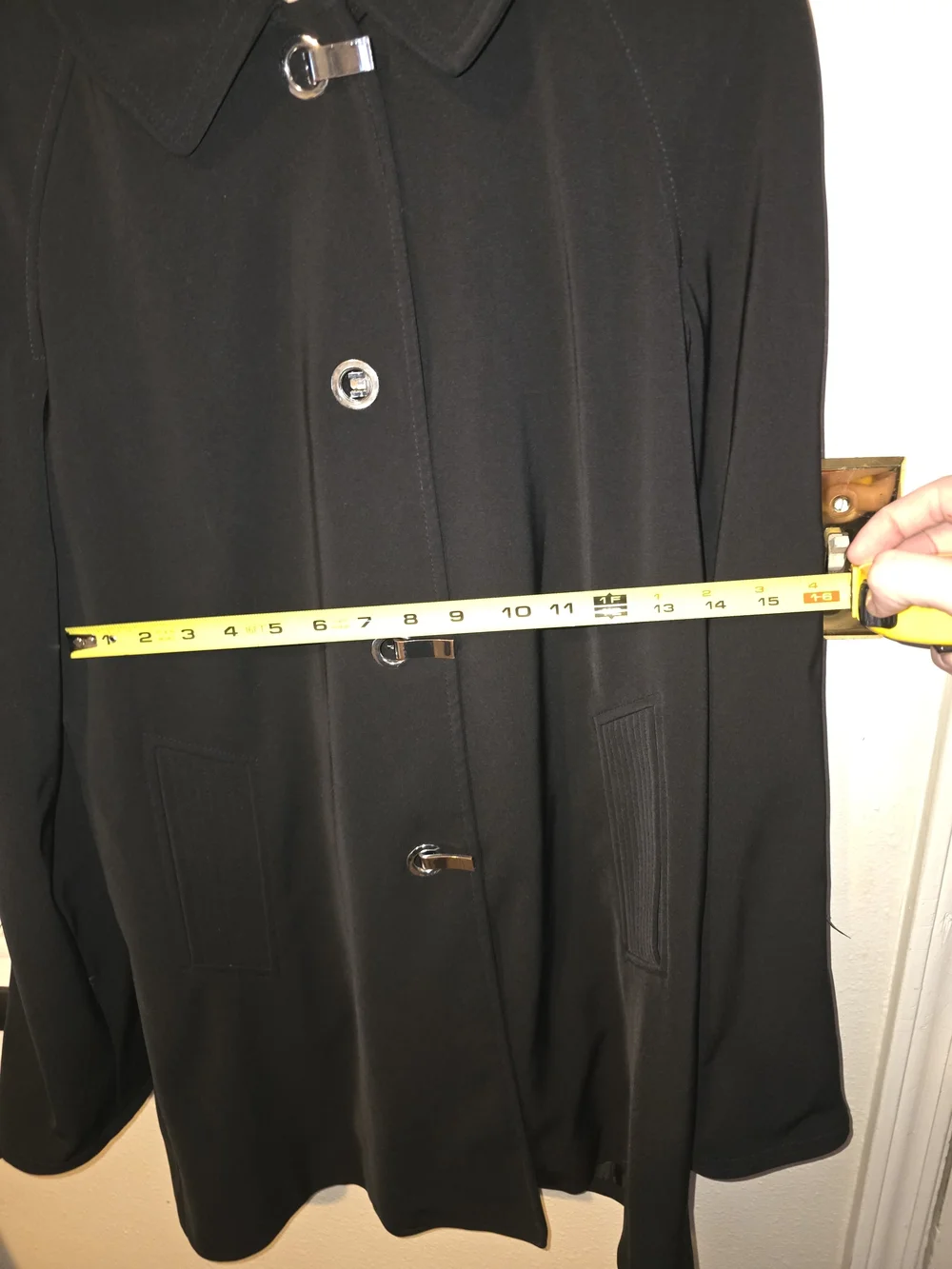 MICHAEL Michael Kors Women’s Medium Black Trench Coat Turn Lock Belted Jacket